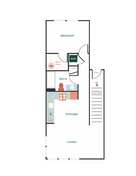 a floor plan of a house with a bedroom and a living room